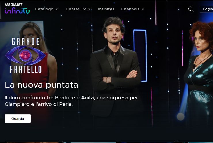 Home page di Mediaset Infinity