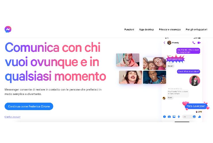 App per videochiamate: Messenger